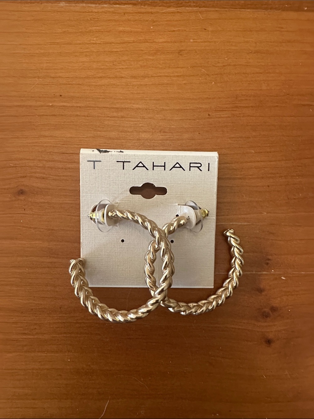 Tahari gold braided hoops